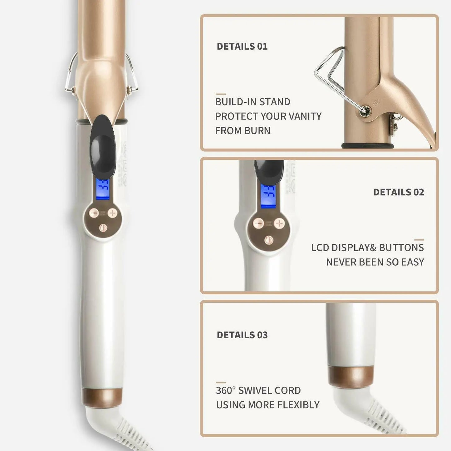 2024 New Real Electric Professional Ceramic Hair Curler Lcd Curling Iron Roller Curls Wand Waver Fashion Styling Tools