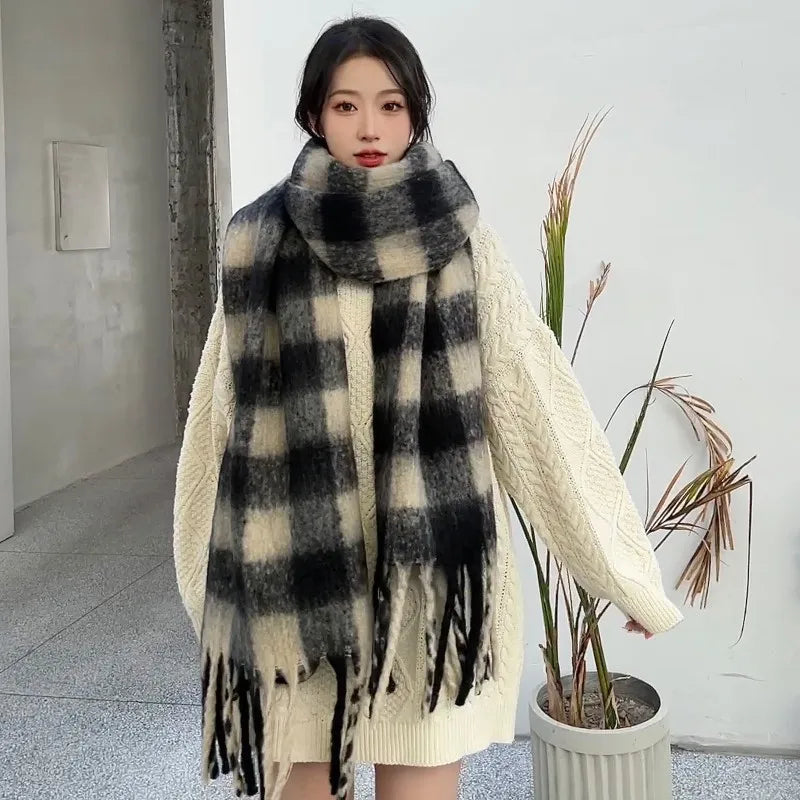 2024 New Autumn Winter Imitation Wool Scarf Female Windproof Thickened