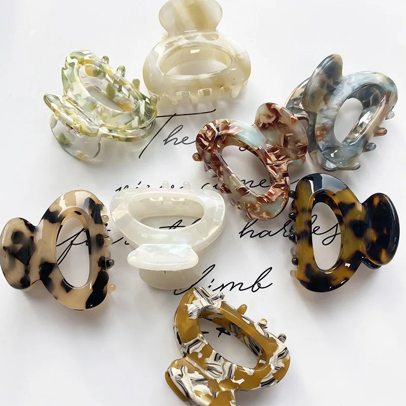 Acetate Leopard Hair Clip for Women Girls Hair Claw Chic Barrettes Crab Hairpins Styling