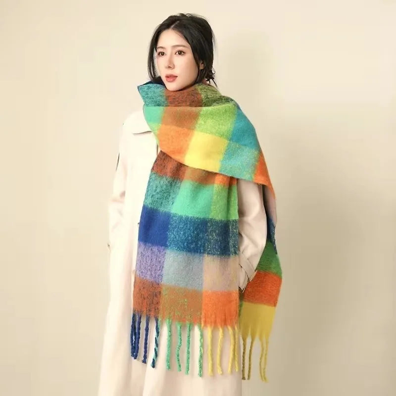 2024 New Autumn Winter Imitation Wool Scarf Female Windproof Thickened