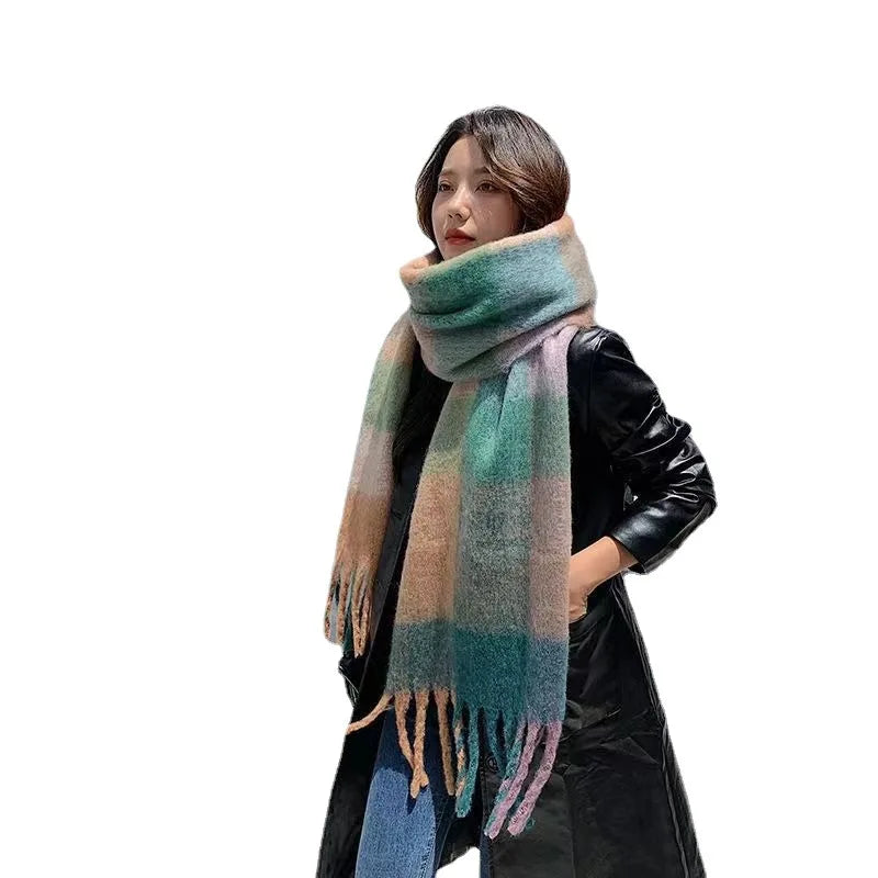 2024 New Autumn Winter Imitation Wool Scarf Female Windproof Thickened