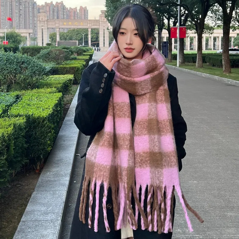 2024 New Autumn Winter Imitation Wool Scarf Female Windproof Thickened
