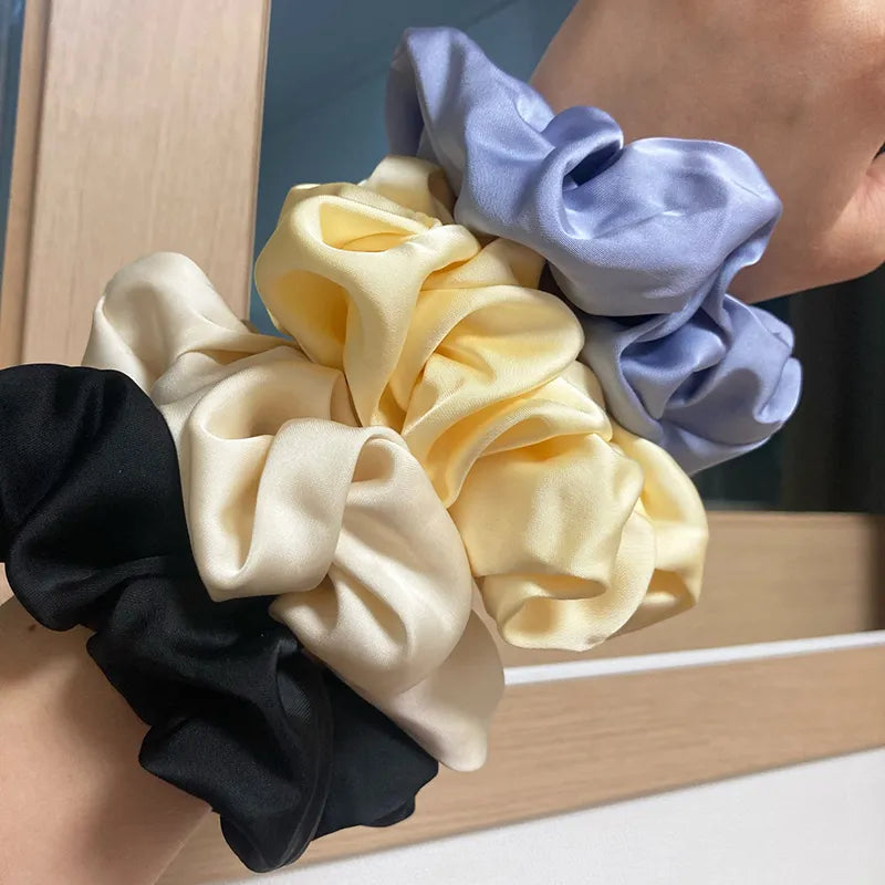 Elegant Silk Elastics Hair Band Solid Color Scrunchies for Women Girl Ponytail Holder Hair Rope Korean Hairband Hair Accessoires