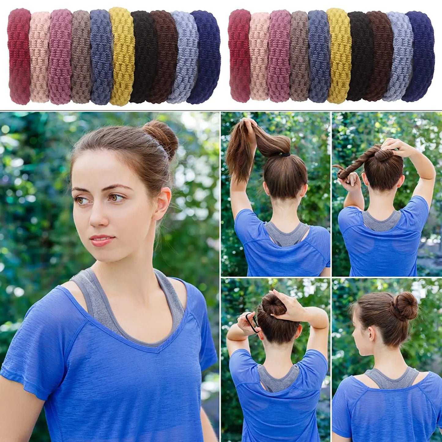20Pcs Women Girls Basic Elastic Hair Band Ties Scrunchie Ponytail Holder Rubber Bands