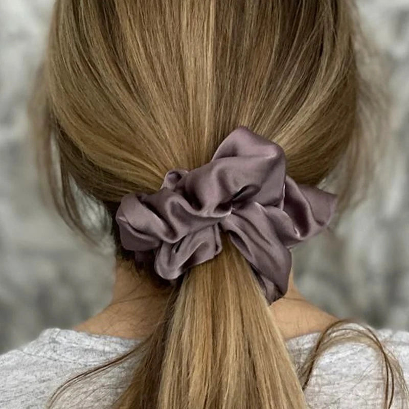 Elegant Silk Elastics Hair Band Solid Color Scrunchies for Women Girl Ponytail Holder Hair Rope Korean Hairband Hair Accessoires