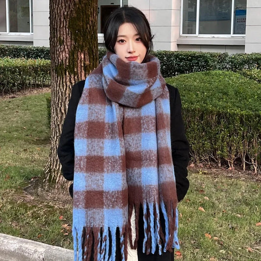 2024 New Autumn Winter Imitation Wool Scarf Female Windproof Thickened